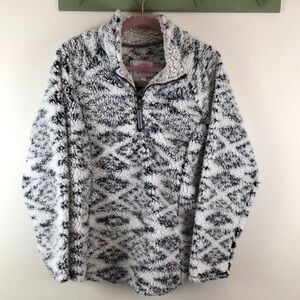 Cozy Black and White Sherpa Pullover
